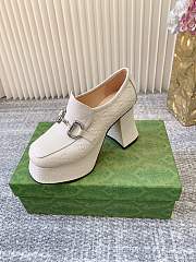Okify Gucci White Platform Chunky Heel Loafers - 4