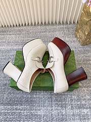 Okify Gucci White Platform Chunky Heel Loafers - 3