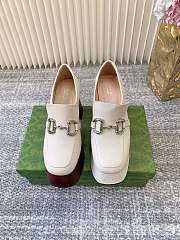 Okify Gucci White Platform Chunky Heel Loafers - 1