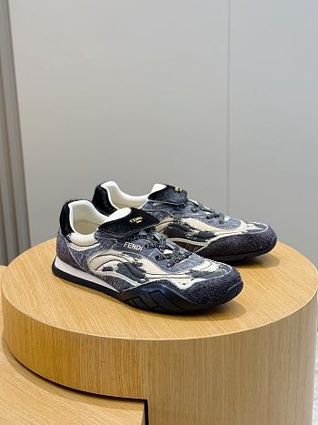 Okify Fendi Wave Pulse Black Sneakers 3cm Unisex 