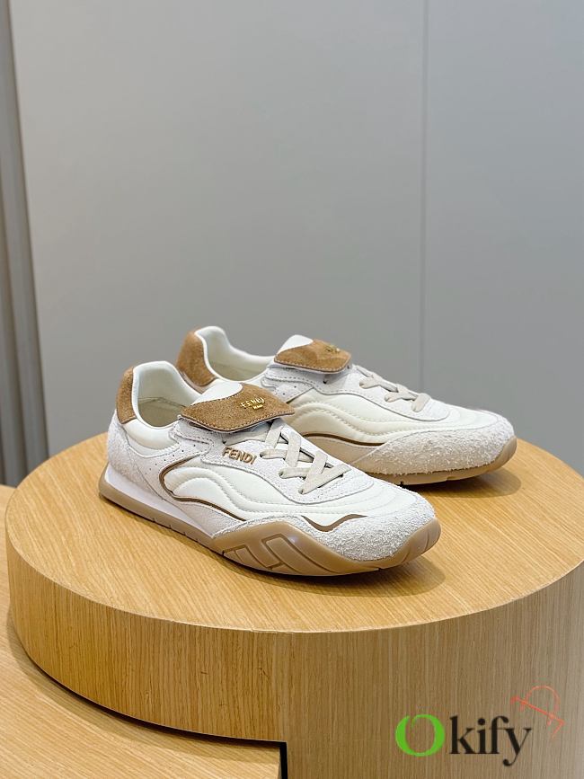 Okify Fendi Wave Pulse White Sneakers 3cm Unisex  - 1