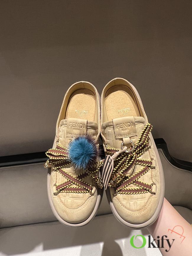 Okify Fendi Apres Chic Brown Platform Mule Loafers - 1