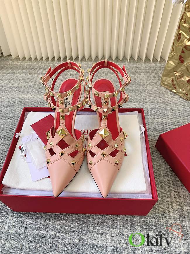 Okify Valentino 2026 Pink Nude Studded High Heels 7cm/9cm - 1