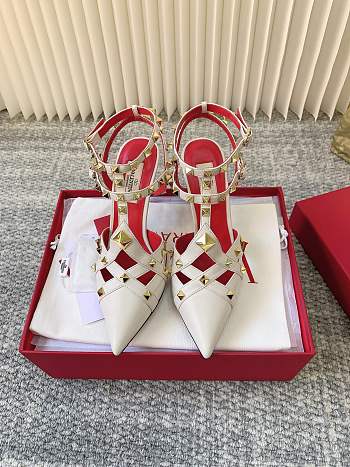 Okify Valentino 2026 White Studded High Heels 7cm/9cm