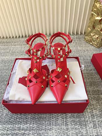 Okify Valentino 2026 Red Studded High Heels 7cm/9cm