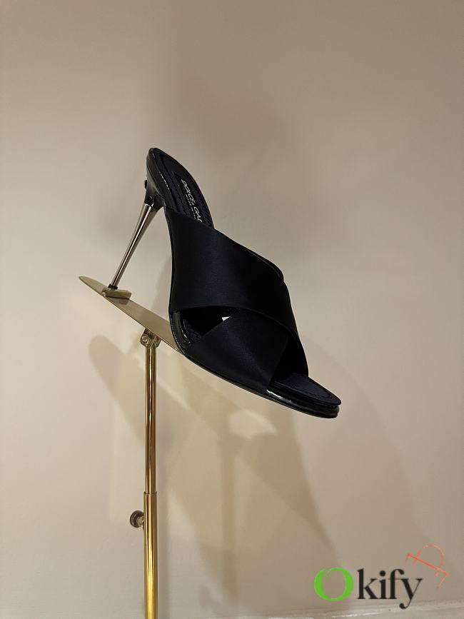 Okify Dolce & Gabbana Black Silk Open-toe Mule Heels 10cm  - 1