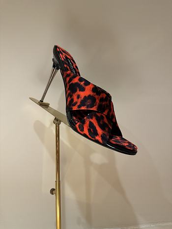 Okify Dolce & Gabbana Red Leopard Silk Open-toe Mule Heels 10cm 