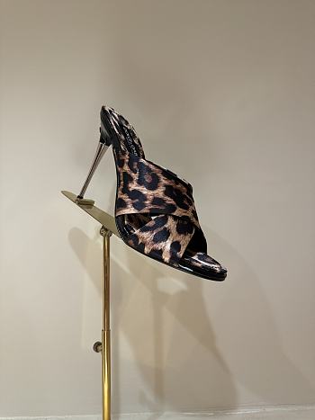Okify Dolce & Gabbana Brown Leopard Silk Open-toe Mule Heels 10cm 