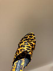 Okify Dolce & Gabbana Yellow Leopard Silk Open-toe Mule Heels 10cm  - 4