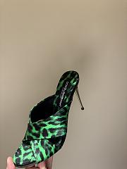 Okify Dolce & Gabbana Green Leopard Silk Open-toe Mule Heels 10cm  - 5