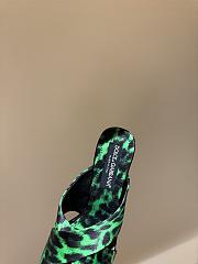 Okify Dolce & Gabbana Green Leopard Silk Open-toe Mule Heels 10cm  - 2