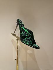Okify Dolce & Gabbana Green Leopard Silk Open-toe Mule Heels 10cm  - 1