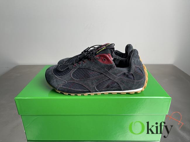 Okify Bottega Veneta Orbit Flash Black Suede Sneakers  - 1