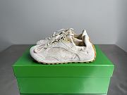 Okify Bottega Veneta Orbit Flash White Suede Sneakers  - 1