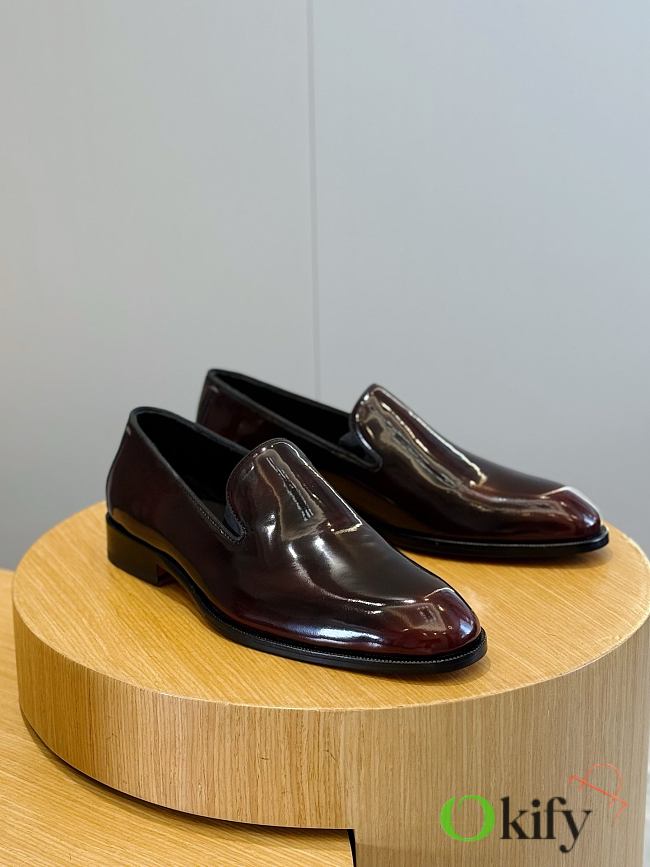 Okify Dior Black Red Leather Men Loafers - 1