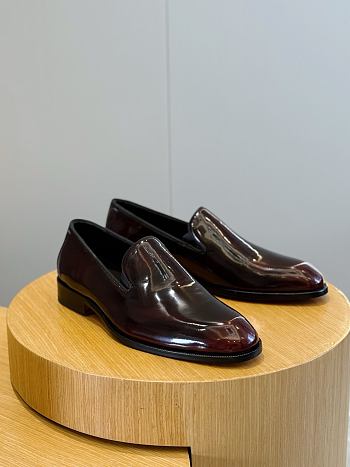 Okify Dior Black Red Leather Men Loafers