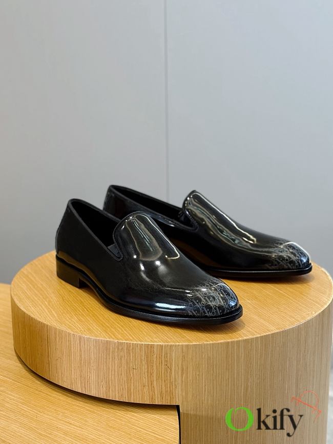 Okify Dior Black Leather Men Loafers - 1