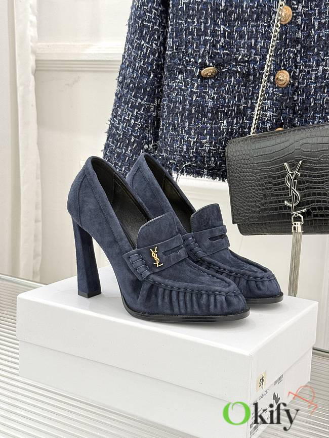 Okify YSL Dark Blue Suede High Heels 10.5cm - 1
