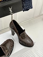 Okify YSL Dark Brown Horizontal Leather High Heels 10.5cm - 2
