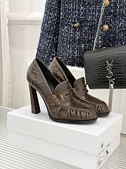 Okify YSL Dark Brown Horizontal Leather High Heels 10.5cm - 1