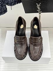 Okify YSL Dark Brown Horizontal Leather High Heels 10.5cm - 6