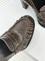 Okify YSL Dark Brown Horizontal Leather High Heels 10.5cm - 4
