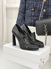 Okify YSL Black Horizontal Leather High Heels 10.5cm - 1