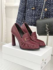 Okify YSL Dark Red Leather High Heels 10.5cm - 1