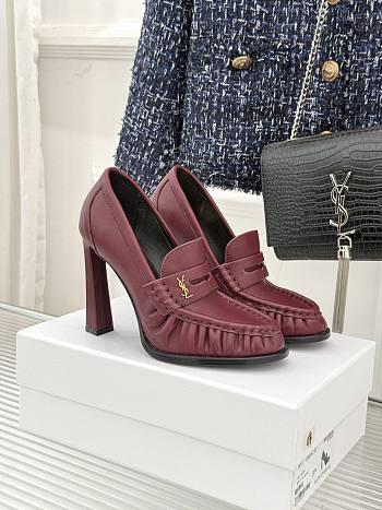 Okify YSL Dark Red Leather High Heels 10.5cm