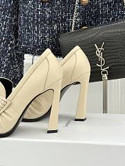 Okify YSL Cream White Leather High Heels 10.5cm - 5