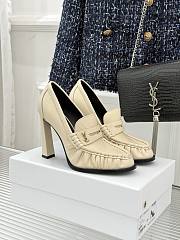 Okify YSL Cream White Leather High Heels 10.5cm - 1