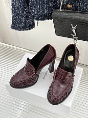 Okify YSL Dark Red Horizontal Leather High Heels 10.5cm - 2