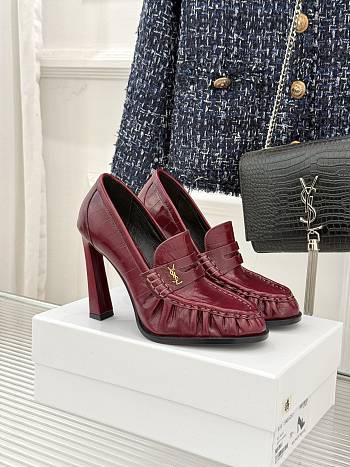 Okify YSL Red Horizontal Leather High Heels 10.5cm