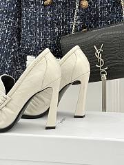 Okify YSL White Horizontal Leather High Heels 10.5cm - 5