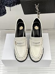 Okify YSL White Horizontal Leather High Heels 10.5cm - 4