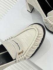 Okify YSL White Horizontal Leather High Heels 10.5cm - 2
