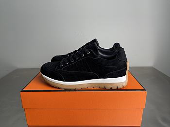 Okify Hermes Libera Black Suede Men Sneakers