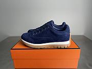 Okify Hermes Libera Dark Blue Suede Men Sneakers - 1