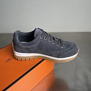 Okify Hermes Libera Gray Suede Men Sneakers - 2