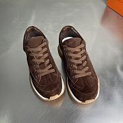 Okify Hermes Libera Dark Brown Suede Men Sneakers - 4