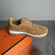 Okify Hermes Libera Brown Suede Men Sneakers - 4
