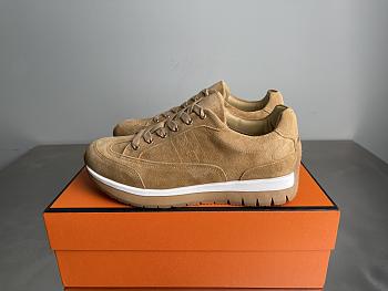 Okify Hermes Libera Brown Suede Men Sneakers