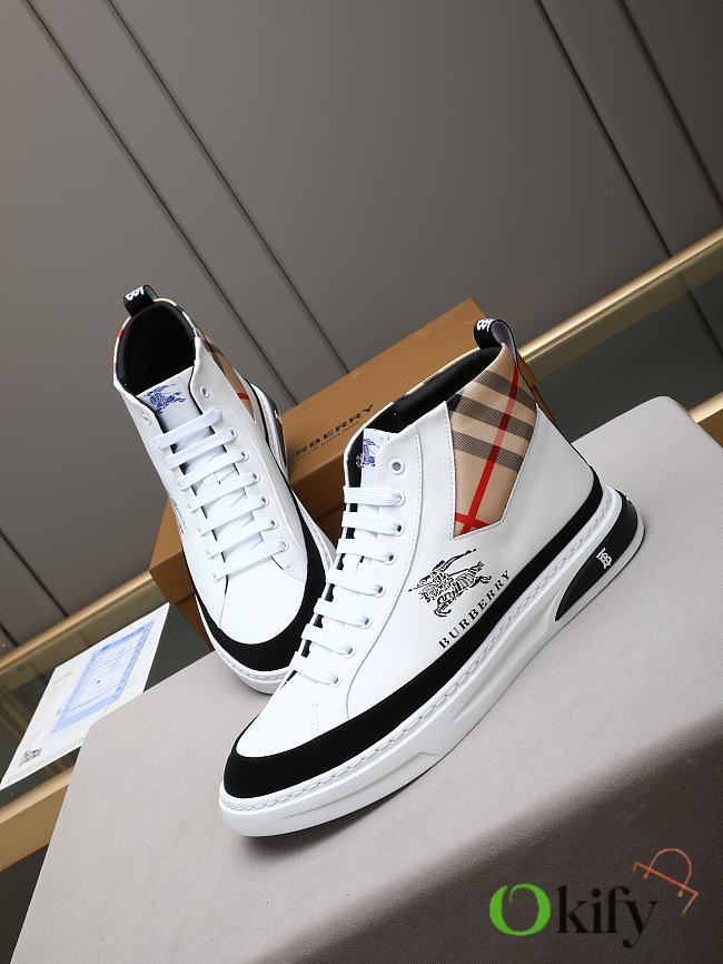 Okify Burberry White Men Sneakers  - 1