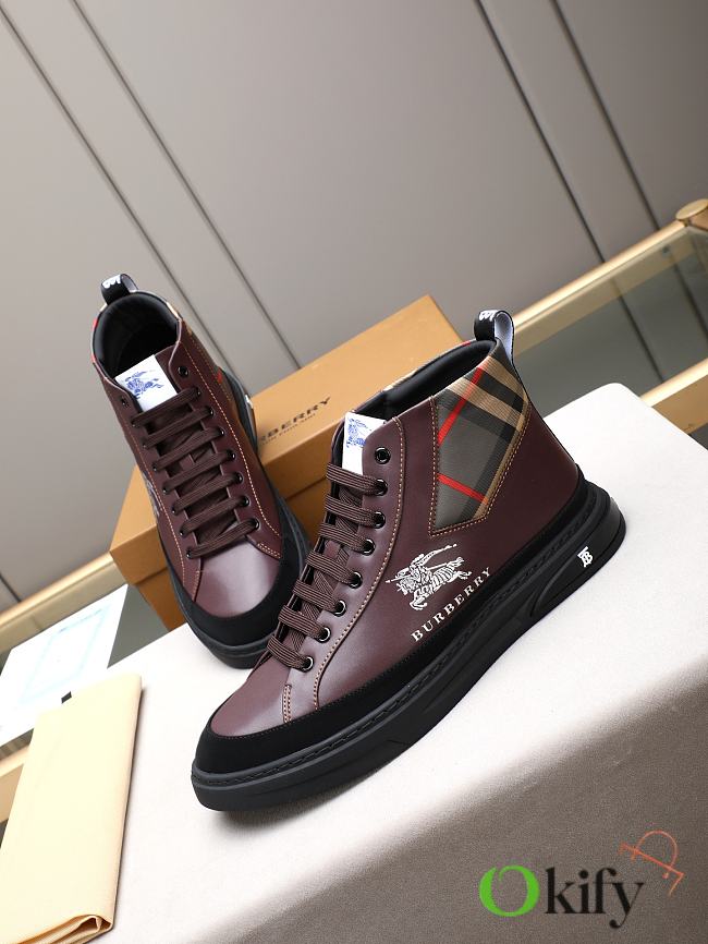 Okify Burberry Brown Men Sneakers  - 1
