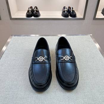 Okify Versace Black Leather Men Loafers