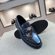 Okify Versace Dark Blue Patent Leather Men Loafers - 2