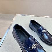 Okify Versace Dark Blue Patent Leather Men Loafers - 3