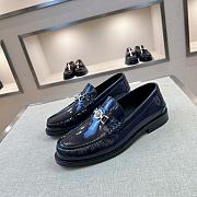 Okify Versace Dark Blue Patent Leather Men Loafers - 6