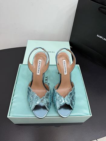 Okify Aquazzura Bling Bling Sequin Blue High Heels 10.5cm 