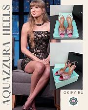 Okify Aquazzura Bling Bling Sequin Pink High Heels 10.5cm-Taylor Swift - 1